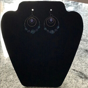 Blue and Steel Gray Round Earrings